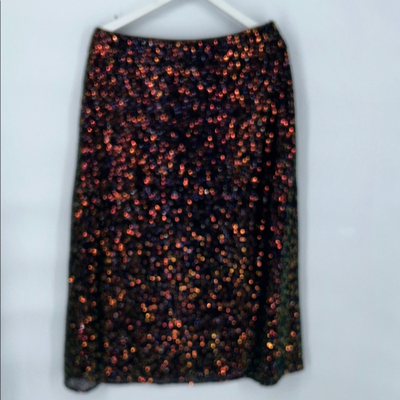 Loft Sequin Midi Skirt in Multicolor Red Black Blue Gold Size 8 - Picture 5 of 11